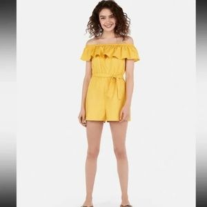 Express Yellow Off Shoulder Romper